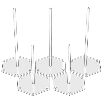 

Acrylic Donut Stands - 5 Pieces - Clear with Hexagon Base - For Parties, Weddings, Birthdays, Bridal Or Baby Showers