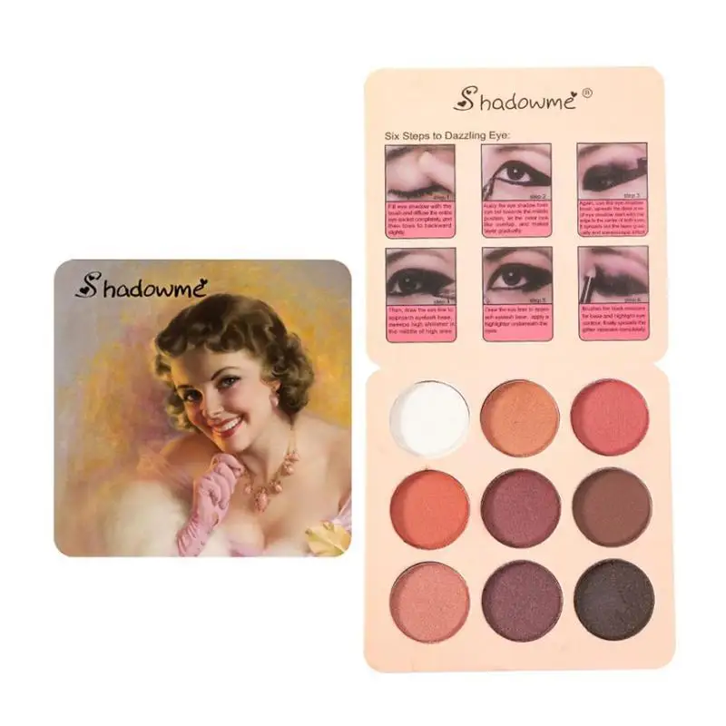 

Metallic Retro Eyeshadow Palette 9 Color Shimmer Matte Eye Shadow Nude Natural Color Warm Red Diamond Glitter Eyeshadow New