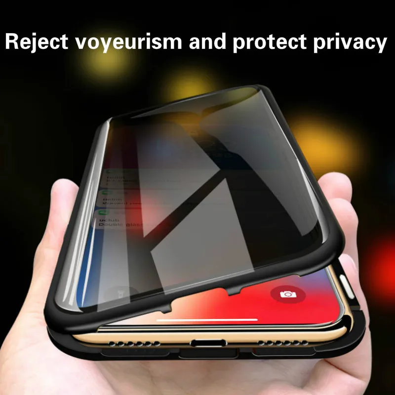Двухсторонний стеклянный чехол для телефона для IPhone Xs Max Xr X 7/8plus металлическая рамка магнитный анти-открытый деловой чехол для телефона