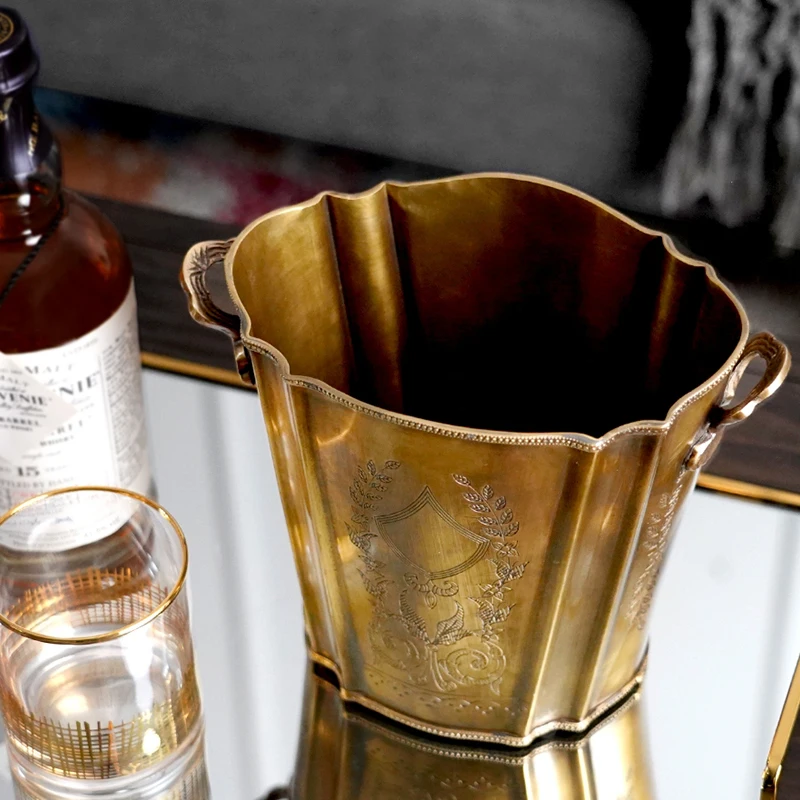 Wine Ice Bucket Vintage Carved Brass Ice Bucket Champagne Beer Whiskey Bottle Cooler Restaurant Bar Utensils Party Wine Cooler