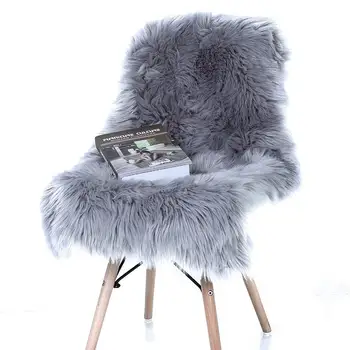 

Fur Artificial Sheepskin Hairy Carpet Living Room Bedroom Rugs Skin Fur Plain Fluffy Area Rugs Washable Bedroom Chair Faux Mat