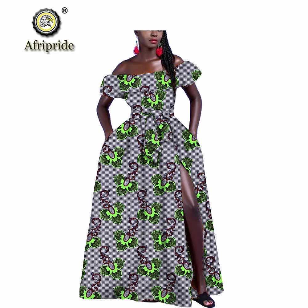 Африканские платья для женщин Afripride dashiki с открытыми плечами без бретелек с поясом длиной до пола бальное платье в винтажном стиле S1925034