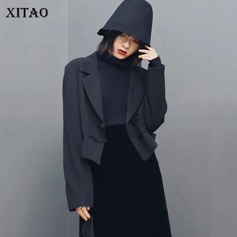 XITAO винтажный Тонкий Блейзер Женский корейский модный осенний Сплит элегантный одиночный нагрудный классический стиль повседневное пальто wqr7000