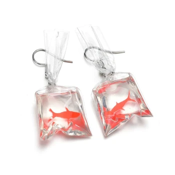 

Women Funny Goldfish Water Bag Shape Dangle Hook Earrings Charm Jewelry Gifts