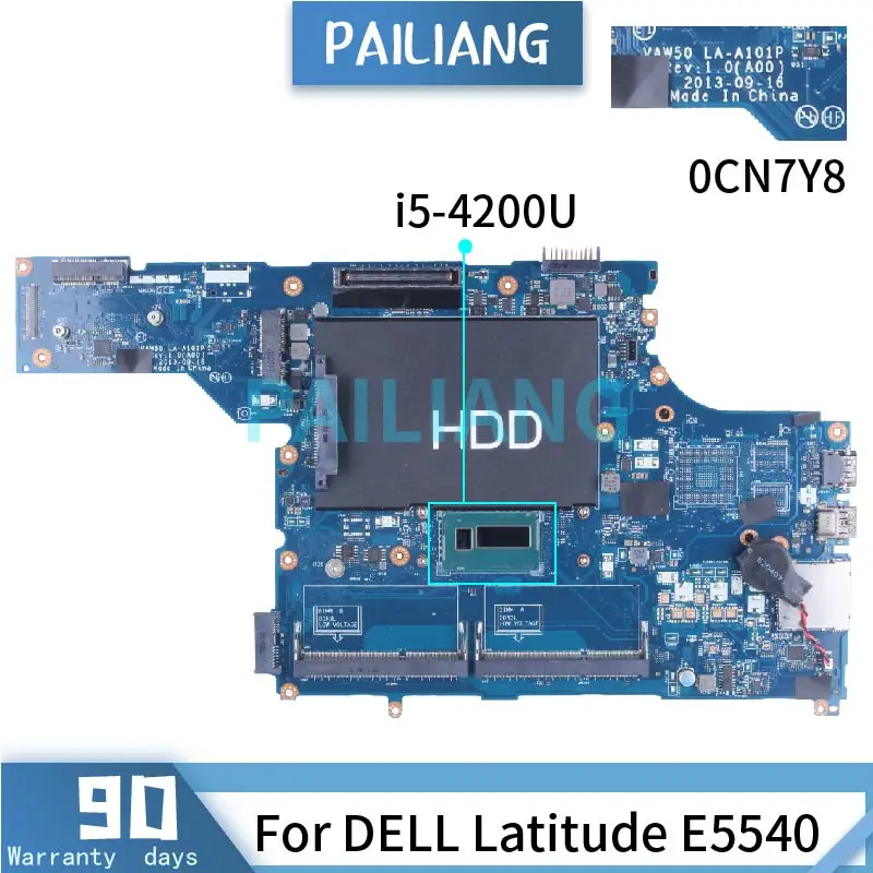 

For DELL Latitude E5540 i5-4200U Laptop Motherboard 0CN7Y8 LA-A101P SR170 DDR3 Notebook Mainboard