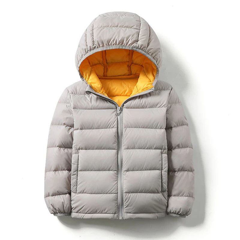 0-10℃ Kids Duck Down Jackets Hooded Winter Coats Boys Girls Portable Windproof Puffy Parkas 13T 14T