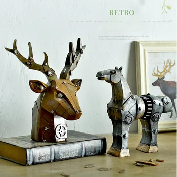 

$ Nordic Industrial Machinery LOFT Style Resin Animal Figurines Bar Restaurant Cafe Club Home Furnishing Decoration Craft Props