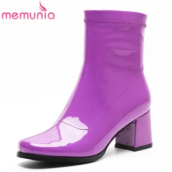 

MEMUNIA 2020 hot sale spring autumn ankle boots women round toe Street style casual party shoes zip thick heel shoes woman