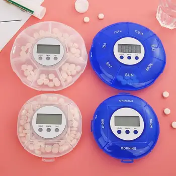 

Portable Travel Alarm Timer Pill Case Organizer Splitter Timing Reminder Medicine Storage Box Container Small Medicine Chest
