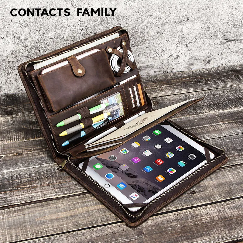 

For Apple iPad Pro Protective Case Italy Horse Leather 10.5 Pen Zipper Multi-functional Leather Case for Tablet Computer
