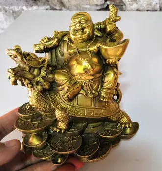 

Vintage Collection Bronze Delicate dragon turtle Maitreya Buddha Statue