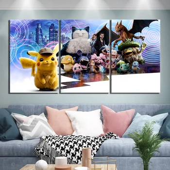

Cross Stitch Home Decor Full Round Drill Diamond Pokemon Detective Pikachu Picture Gift Cartoon Embroidery Painting Wall Sticker