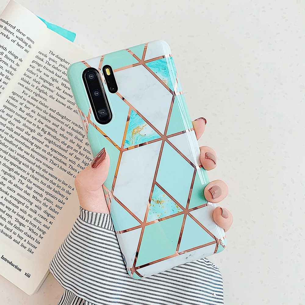 Геометрический мраморный чехол для huawei mate 30 Pro, силиконовый мягкий Роскошный чехол для huawei P30 P20 Pro Lite mate 20 Pro Lite, чехол с кольцом - Color: 2