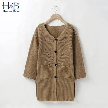 

Humor Bear Girls Sweater Coat Dress Knitted Cardigan 2020 New Children'S Clothing Autumn Winter Children'S Mid-Length Clothes