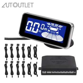 

AUTOUTLET 8Pcs Black Parking Sensor Kit for Car Exercise Berth Safety Aid Radar System Sensor LCD Reverse Backup Rear Front View