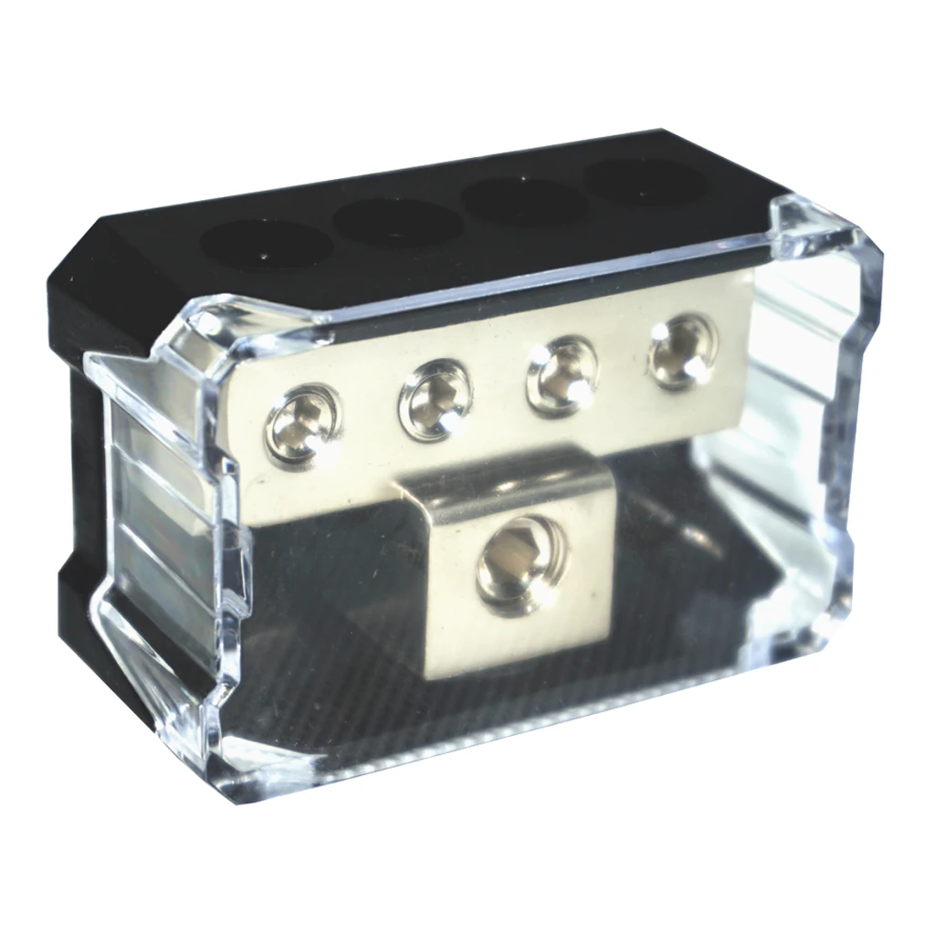 Car Audio 1x 0GA In 4x 4GA Out Power/Gound Distribution Block 4-Way