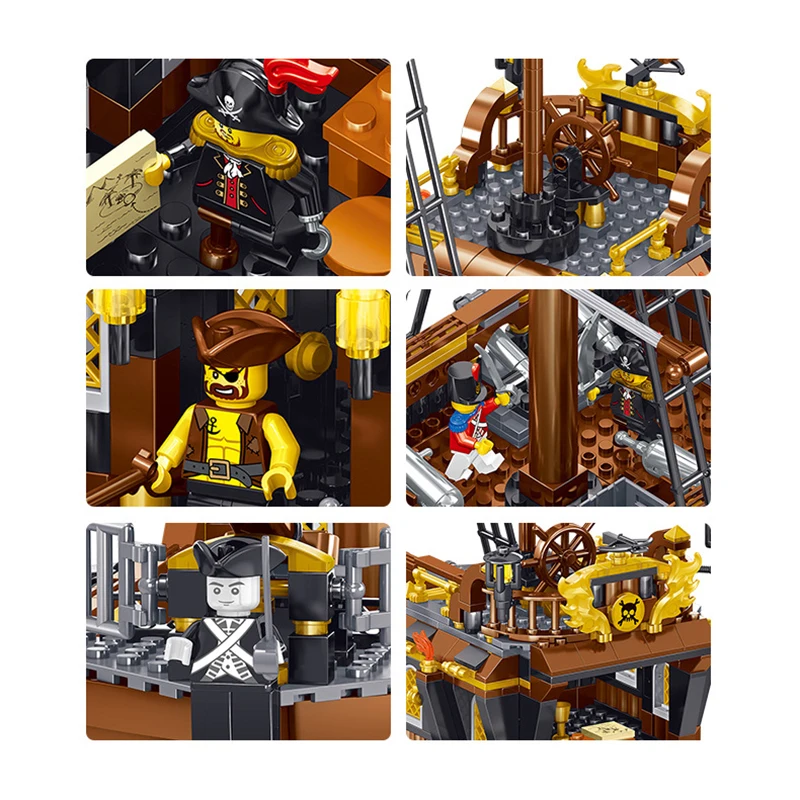 Новая модель QL1800 Pieares Pirate kingdom god of wind совместимая лодка строительные блоки