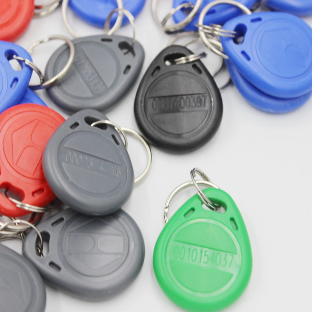 50pcs Waterproof 125KHz RFID Tag Proximity RFID Card Keyfob Key Fob Access Control Smart Card Color ID Keychain