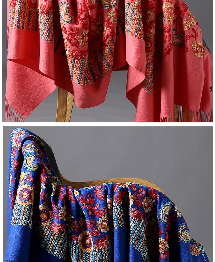 Бренд embroidy2019 шарф для женщин зимние новые кашемировые шарфы Дамская Шаль Обертывание женский платок одеяло с кисточками бандана Пашмина