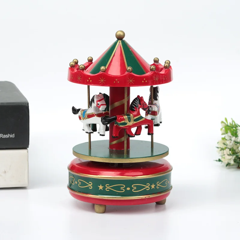 Круглые музыкальные шкатулки Merry-go-round, Геометрическая музыкальная декорация для детской комнаты, подарки унисекс, Деревянная Рождественская карусель, коробка для домашнего декора - Цвет: 7