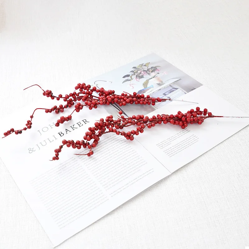33cm Red Berry Artificial Fruit 1PC Foam Bouquet Marriage Home Decor Party Decorative Fake Flower For Wedding Decoration