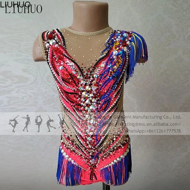 Leotardos De Gimnasia Rítmica Hechos A Mano Para Niñas, Ropa De Baile De  Patinaje De Manga Larga Rosa, Vestido De Competición - Salón - AliExpress