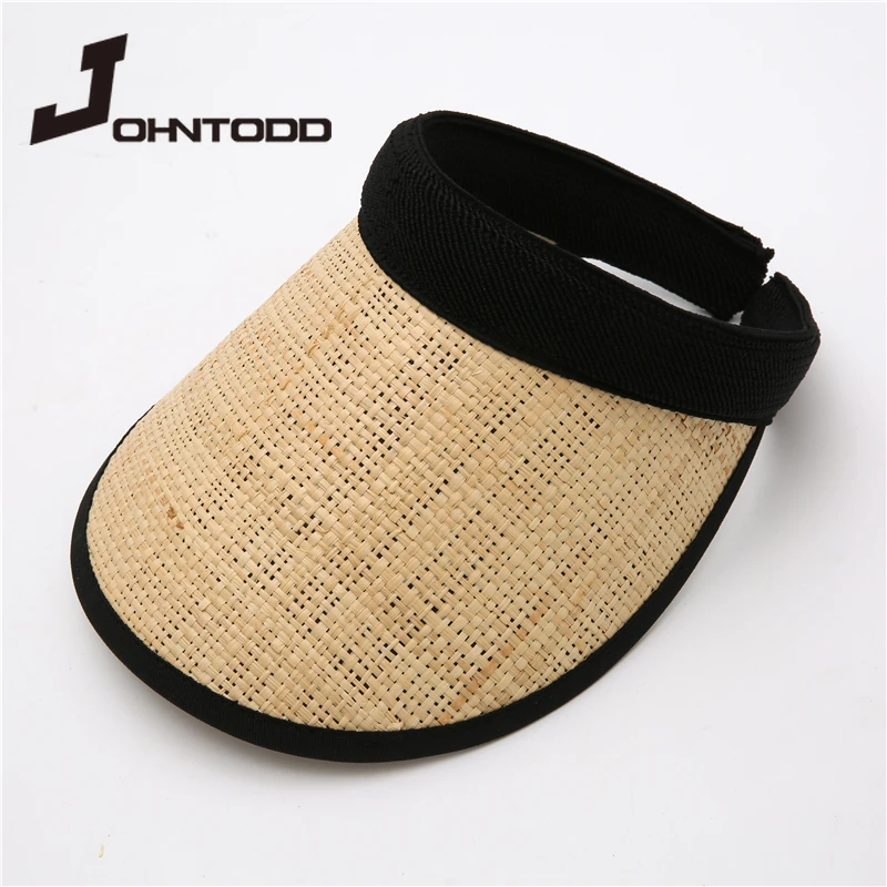 

2021 New Summer Women Wide Brim Panama Straw Hat Empty Top Sun Visor Hollow Top Sun Hat Cap Ladies Holiday Beach Sunhats Chapeau