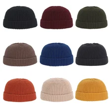 Шапка в стиле хип-хоп с черепом уличные мужские шапки без козырьков вязаная шапка женская зимняя шапка с манжетами короткая однотонная Тыква портативная Дыня шапка s