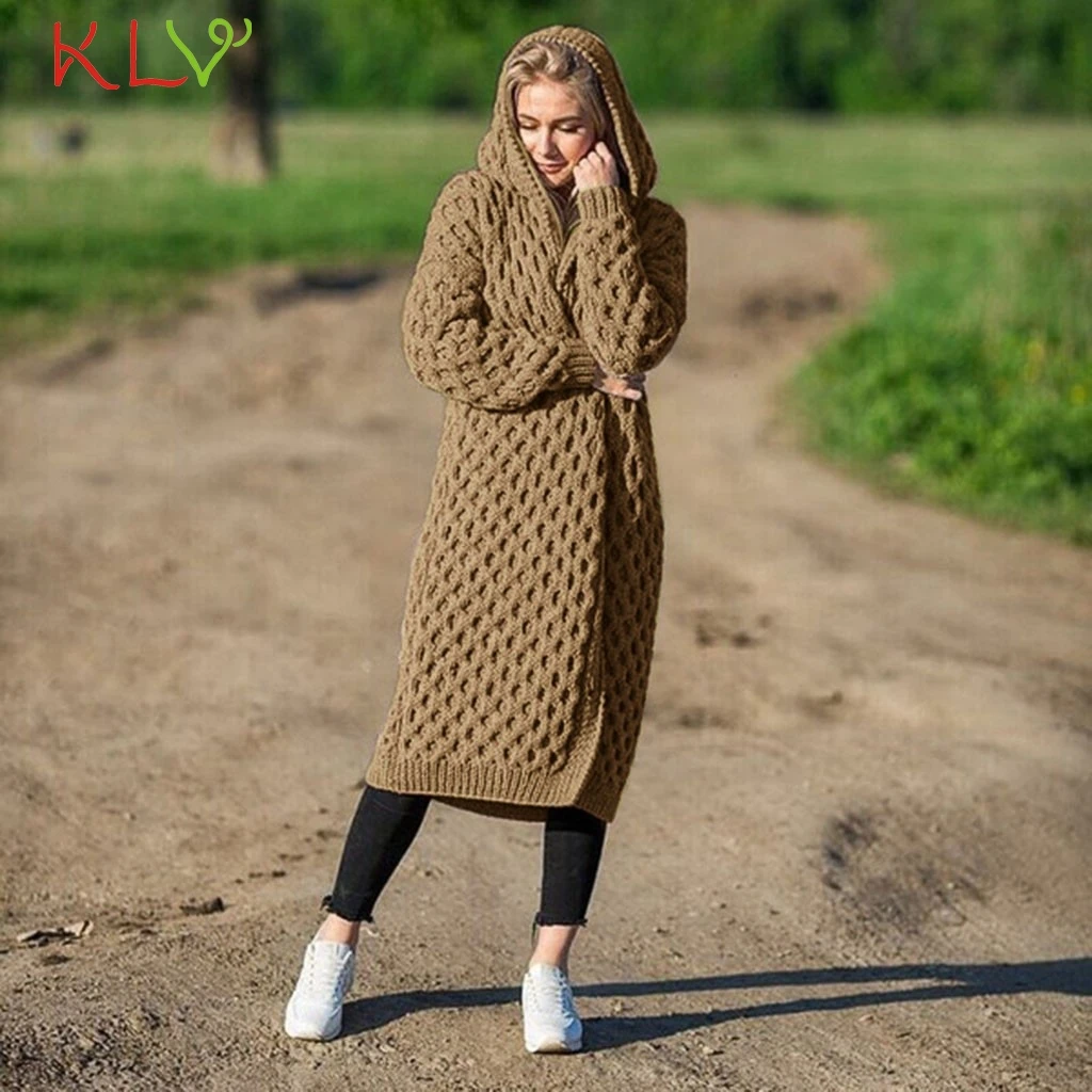 Зимняя куртка, Женский вязаный длинный свитер, кардиган с капюшоном, больше размера d, пальто, модная повседневная верхняя одежда, размер, Chaqueta Mujer, 19Oct