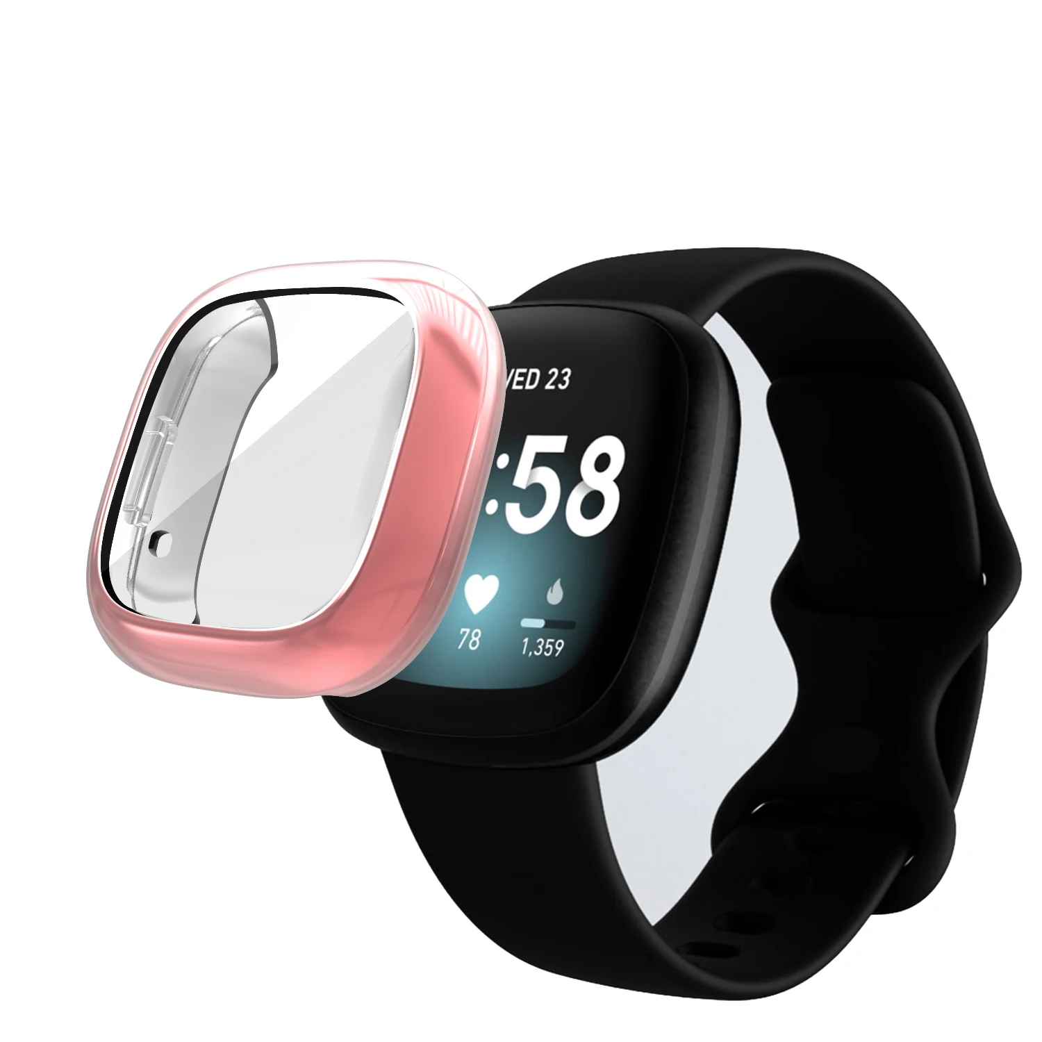 Schutzhülle für Fitbit Versa 3, weiche TPU-Vollbildschutzfolie für Fitbit Sense/Versa 3 Smart Watch Bumper Plating Shell – Detail 12