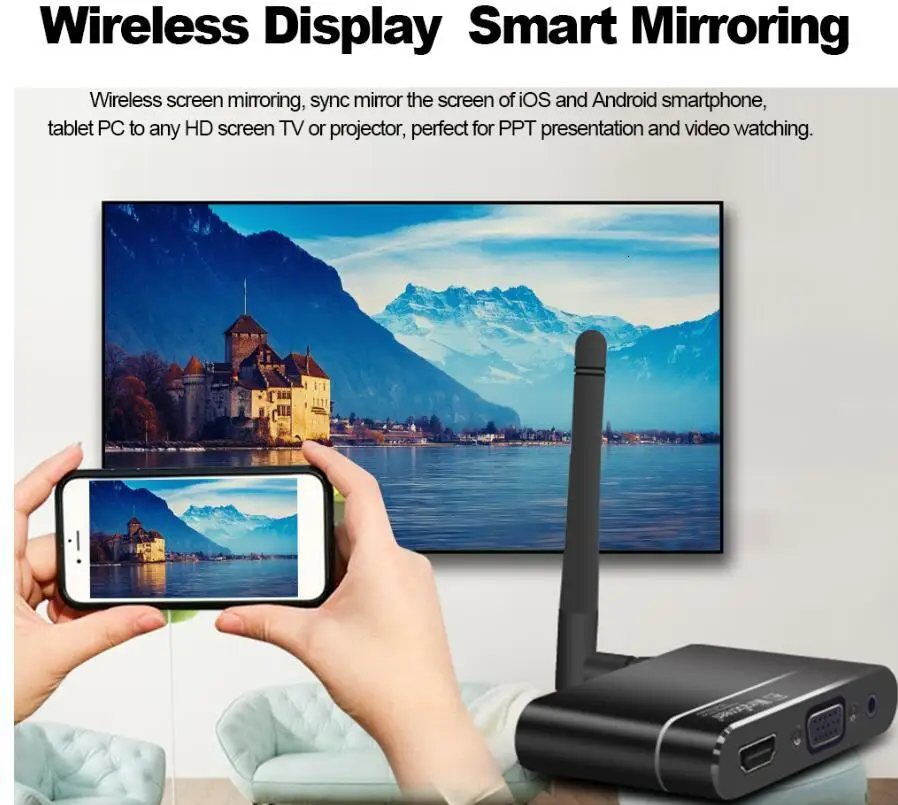 Mira экран X6W Wifi ключ Miracast Airplay экран зеркалирование ТВ-палка беспроводной HDMI AV VGA адаптер для iOS Android телефон в автомобиль