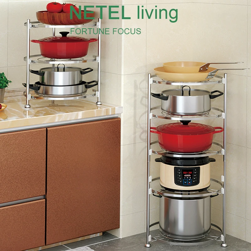 NETEL Pan Organizer Rack 2/3/4/5 Layers Cookware Pot Rack For