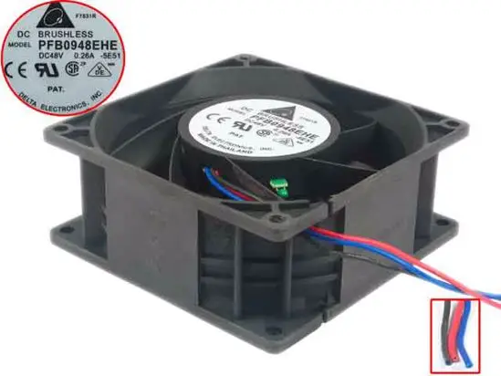 

3-проводной охлаждающий вентилятор для сервера Delta Electronics PFB0948EHE 5E51 DC 48 В 0,26 а 90x90x38 мм