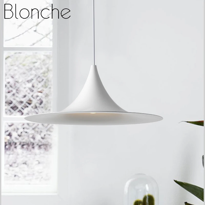 Современный подвесной светильник Blonche, Led E27, подвесной светильник, черный/белый, Светильники для спальни, гостиной, кухни, домашний декор, простой светильник