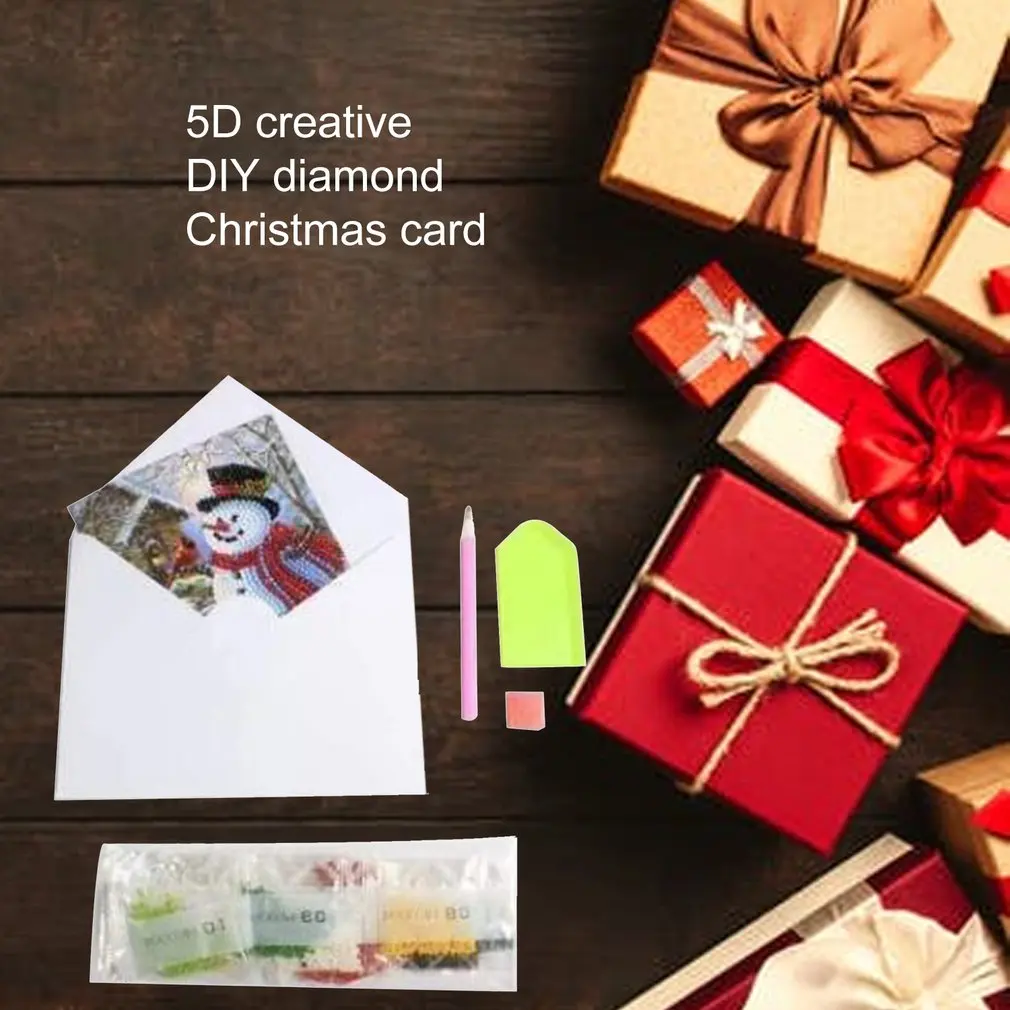 Christmas 5D Creative Diy Diamond Painting Christmas Card Old Man Snowman Elk Bell Unicorn Magic Diamond