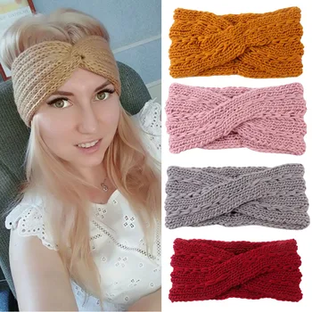 

Winter Warm Headband Women Fashion Elastic Wool Crochet Knitted Headband Head Wrap Hairband Girls Elegant Hair Band Accessories
