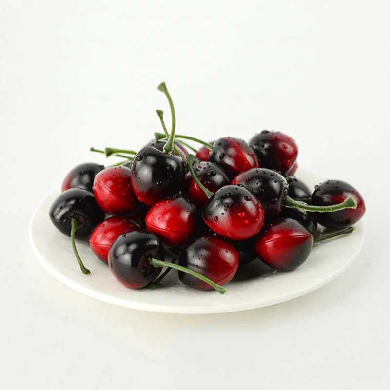 50 шт. искусственная вишня поддельные фрукты еда кухня домашний дисплей фотографы реквизит