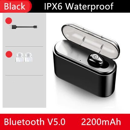 X8S TWS Bluetooth V5.0 наушники Беспроводная гарнитура IPX6 Водонепроницаемый аккумулятор 2200 мАч спортивный музыкальный специальный подарок - Цвет: B