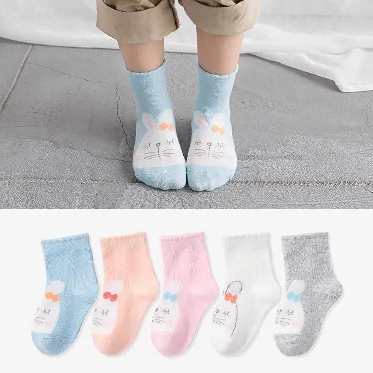 Studyset, 5 пар Хлопковых Носков Детские хлопковые носки до середины икры с рисунком из мультфильма Дышащие носки средней длины