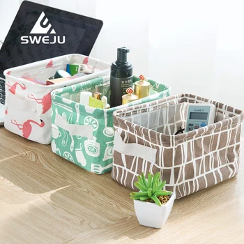 

Desktop Storage Box Cute Animal Waterproof Organizer Cotton Linen Sundries Storage Basket Cabinet Underwear Storage Bag