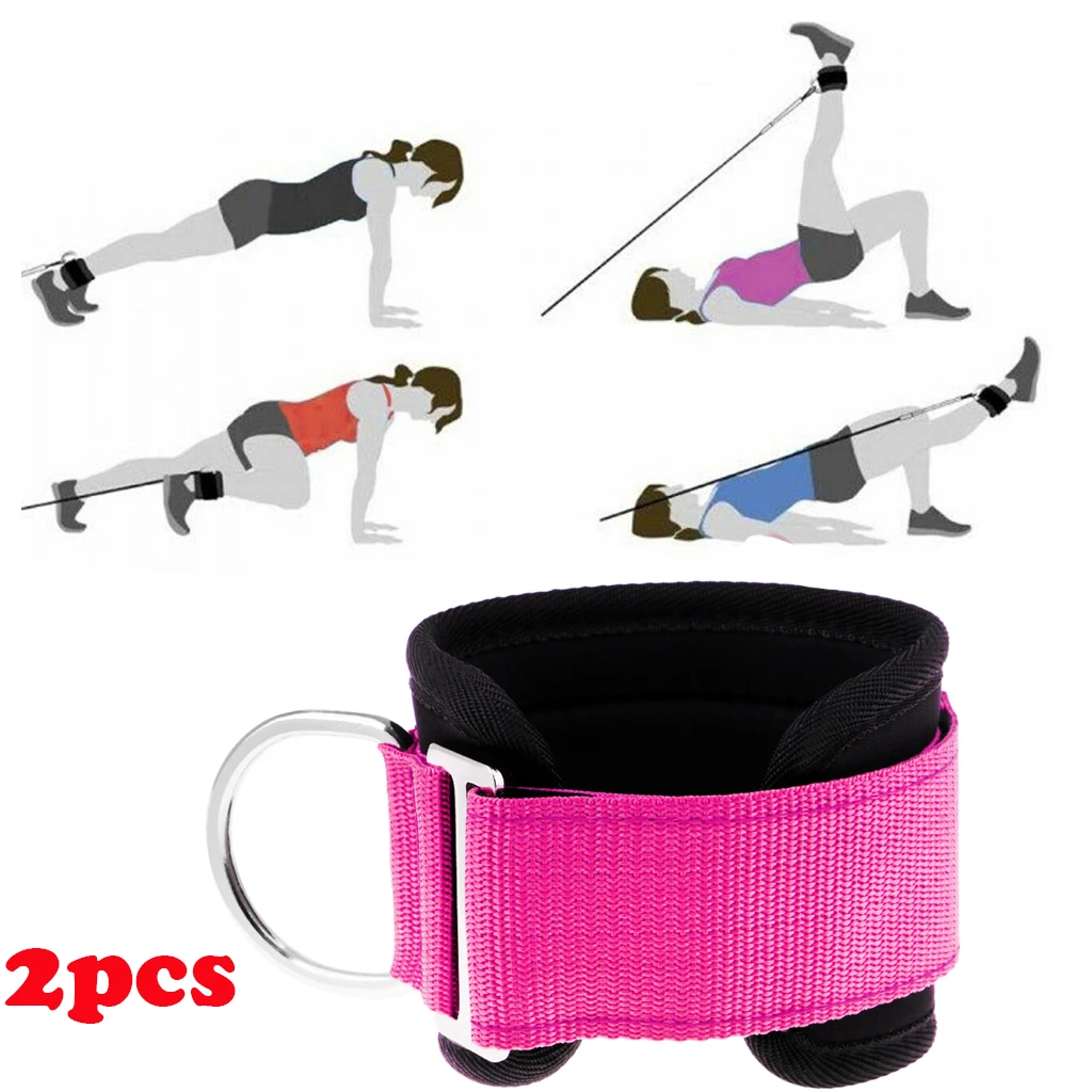 2pcs Ankle Strap Leg Gym Cable Attachment Pulley Machine Weight Lifting D Ring