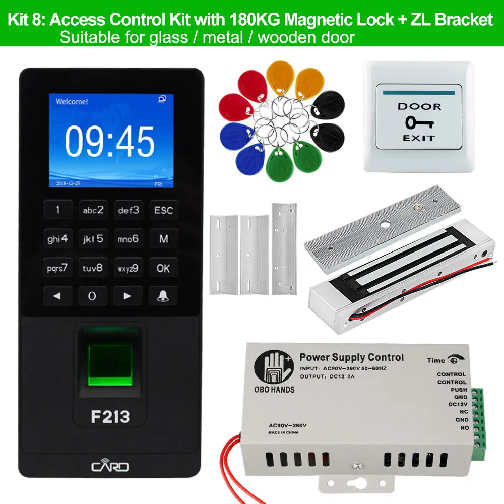 kit8 RFID Клавиатура TCP/IP/usb-устройство для считывания отпечатков пальцев система контроля доступа двери биометрическое программное обеспечение DIY Электронный магнитный замок ударный болт замки - Цвет: kit8