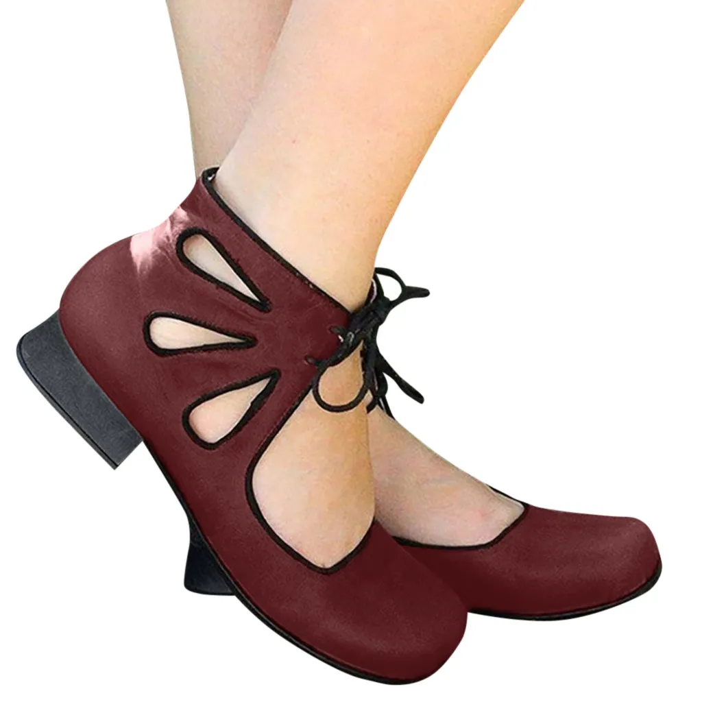 

2019 Summer Women's Sandals Fashion Rome Wedge Sandals Plus Size Round Toe Hollow Lace-Up Sandals Shoes sandalias #3