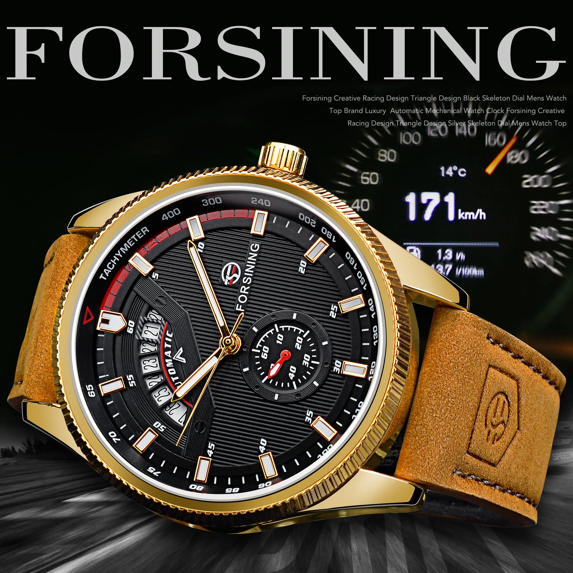 Forsining Men Mechanical Wristwatch Fashion Automatic Man Outdoor Watch With Date Display Leather Waterproof Analog Watches_voghion.com