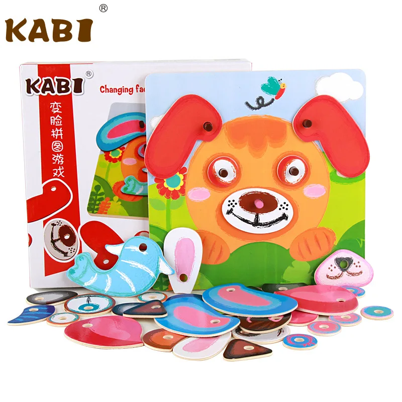 

Wooden Face Jigsaw Puzzle Game Intelligence Make-up Toy Children'S Educational Early Childhood Stereo Multi-functional Jigsaw Pu