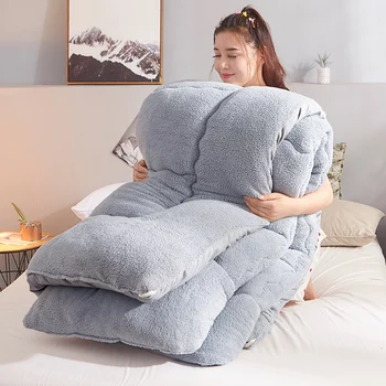 

Multily-color Choose Winter Warm Camel Comforter Patchwork Duvet Lamb Wool Quilt Blanket High Quality Thicken Warm Cotton Quilt