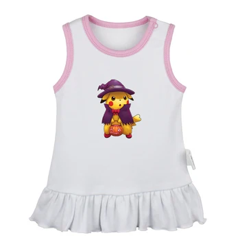 

Japanese Classic Cartoon Pokemon Cute Pikachu Halloween Cosplay Pikaboo Girls Dresses Toddler Sleeveless Dress Infant Cotton