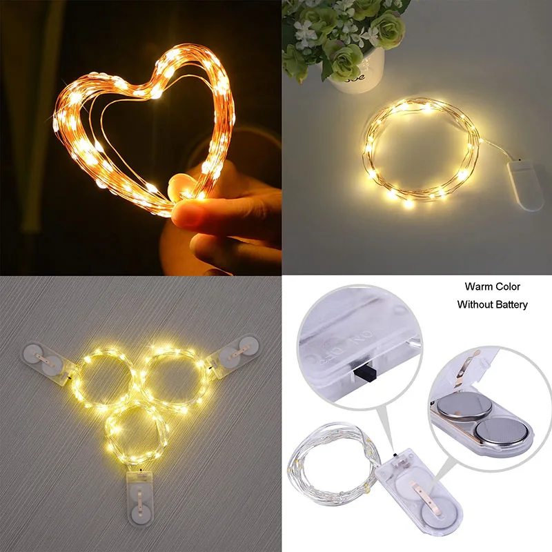 Party Supplies 1M/2M/3M/10M Copper Wire LED Light String Fairy Garland Lights Wedding Lights Decor Christmas Decoration For Home - Цвет: Button Battery Warm