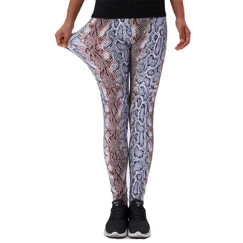 INDJXND Women Legging High Waist Snake Pattern Leggings Snake Printed Leggings Plus Size Pants Workout Legging Fashion Female