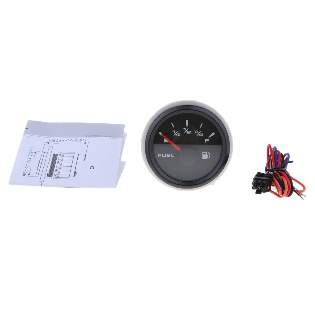 Stainless Steel Car Motorcycle Marine Fuel Lever Gauge - LED Digital Display